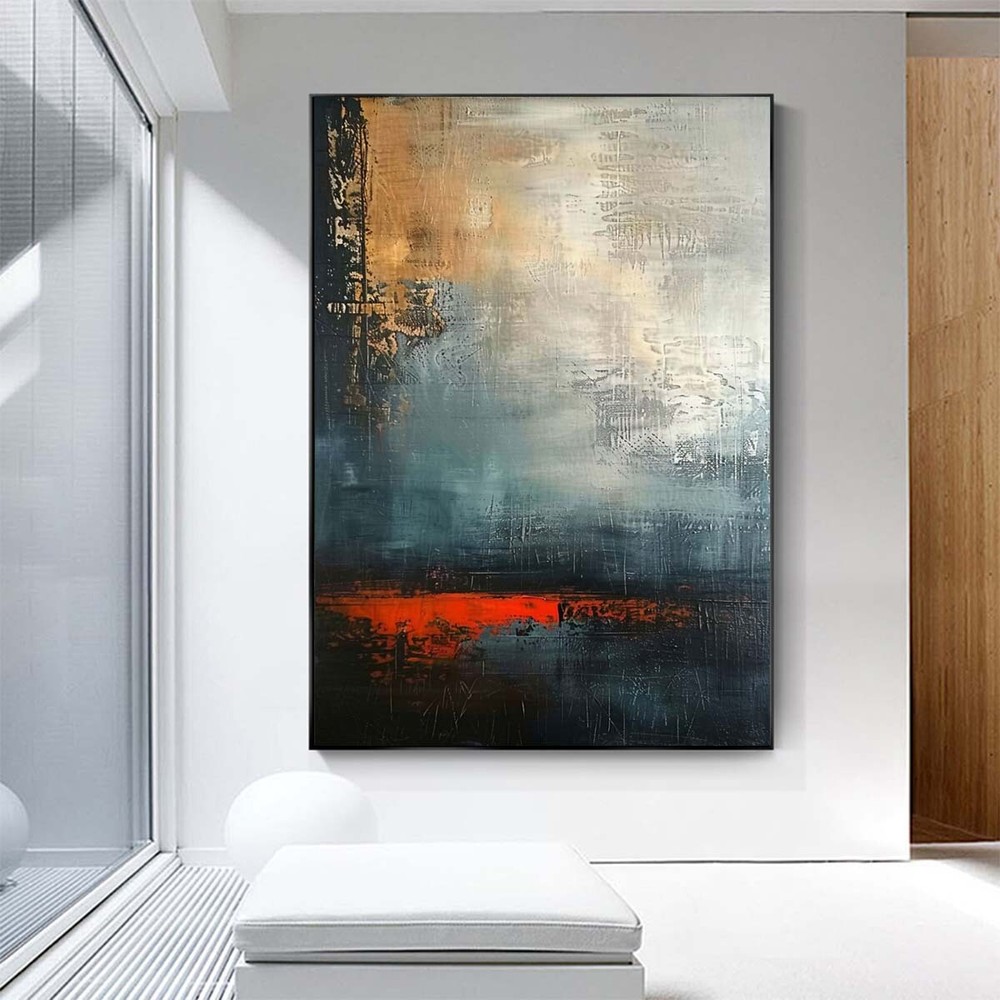 Blue Hand painted Oil Painting Canvas Wall Art Modern Abstract Landscape Picture