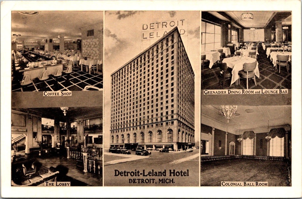 Postcard Detroit Leland Hotel Detroit Michigan Multiview Vintage Old Card MI