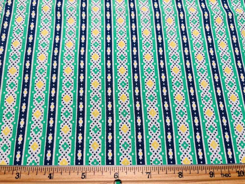 Vintage Cotton 1940s Floral Stripe Geometric Feedsack Fabric 1/2 Sack