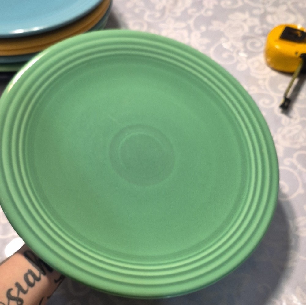 Fiesta Green 12 in Dinner Plate Ceramic Round Glossy Rings MPN 6B