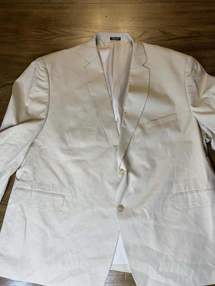 Saddlebred Men's Beige 100% Cotton 2-Button Pocket Blazer Sport Coat Size 54R