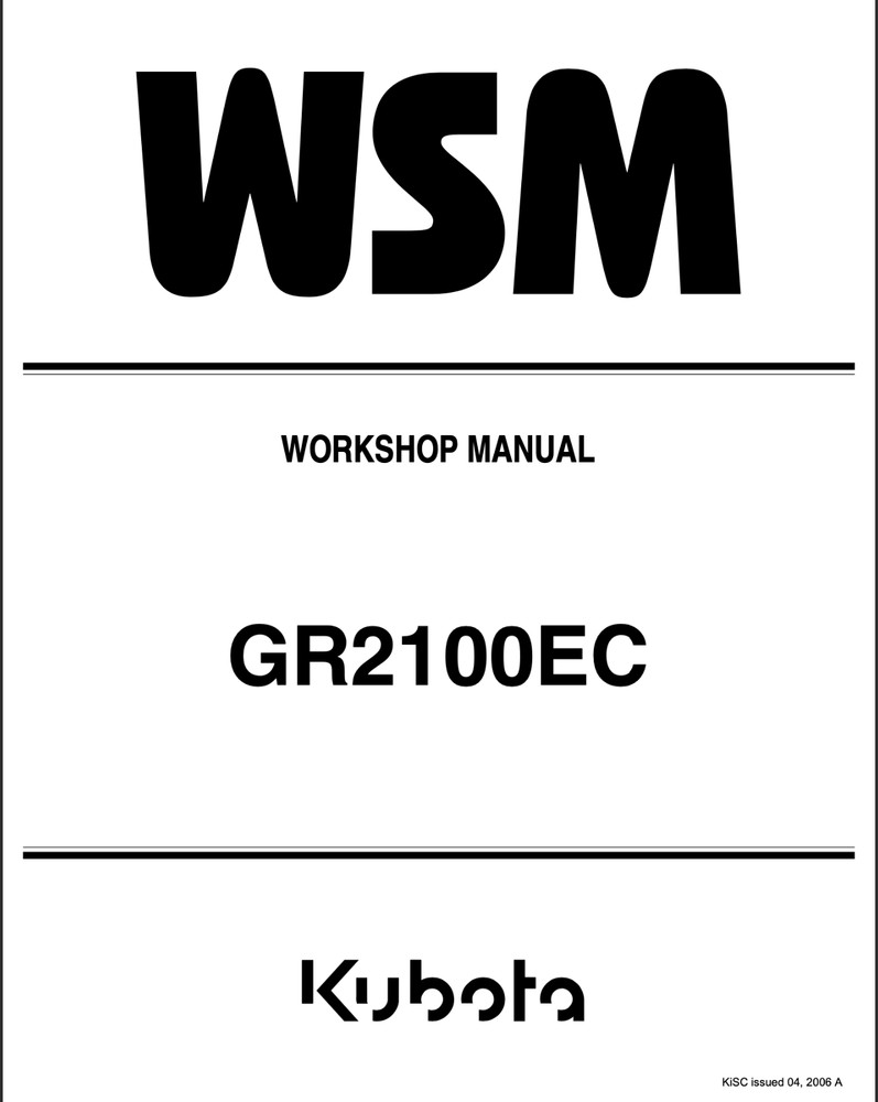 Kubota GR2100EC Service Repair Manual, Workshop Manual
