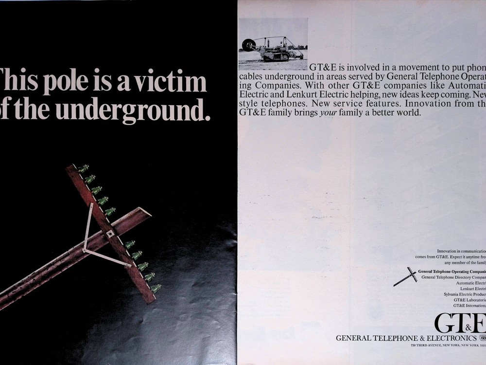 1967 GT&E General Telephone & Electronics Underground Print Ad LIFE March 3/2pgs