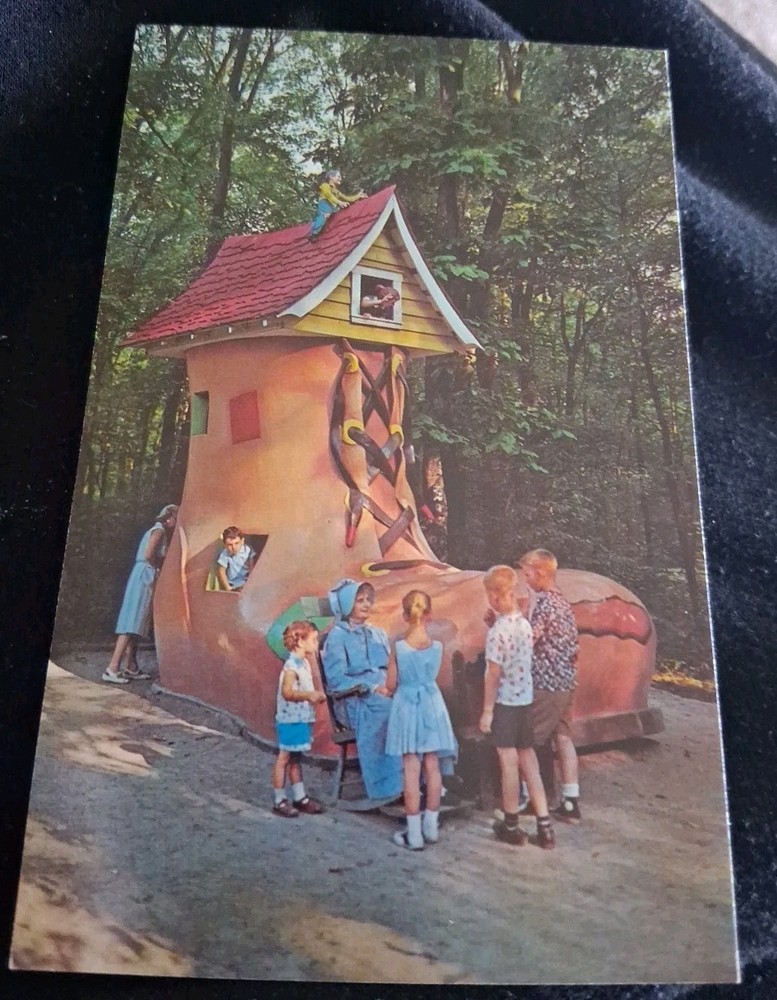 Story Book Forest Ligonier PA 1960s Postcard Old Lady In The Shoe Amusement Park