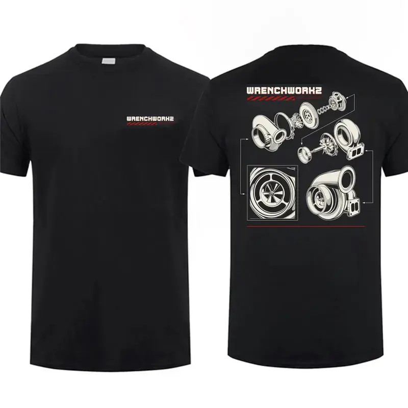 Wrenchworkz Turbo T-Shirt, Exploded Turbocharger Blueprint Graphic