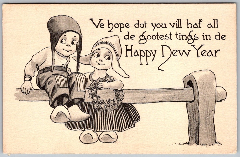 Antique Postcard Dutch Children Illustration 1910s