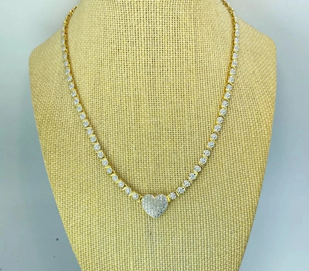 14K Yellow Gold Plated Women's Tennis Necklace 18