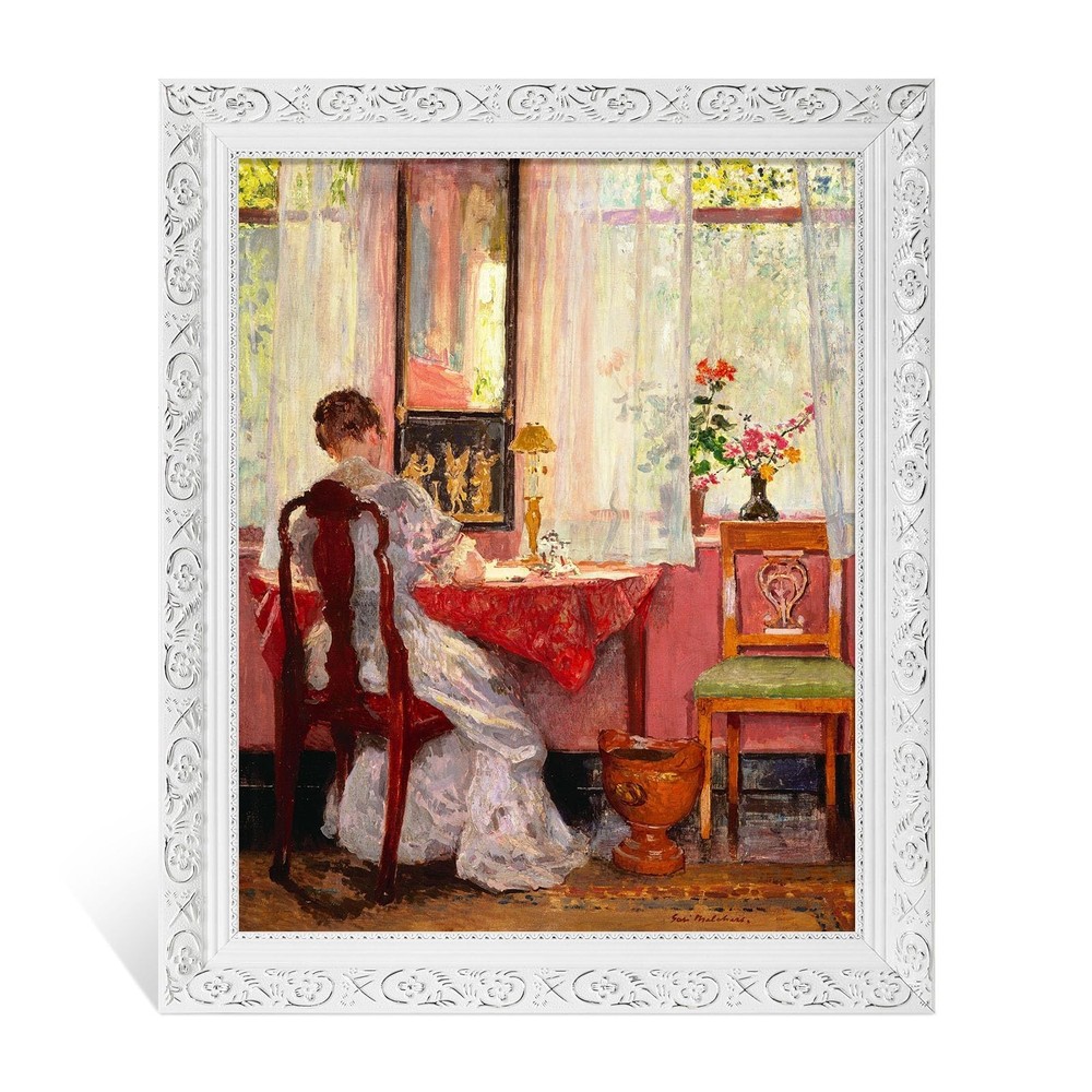 Solid Wood Frame for 9x12 Canvas Paintings, Finished Antique White Ornate Can...