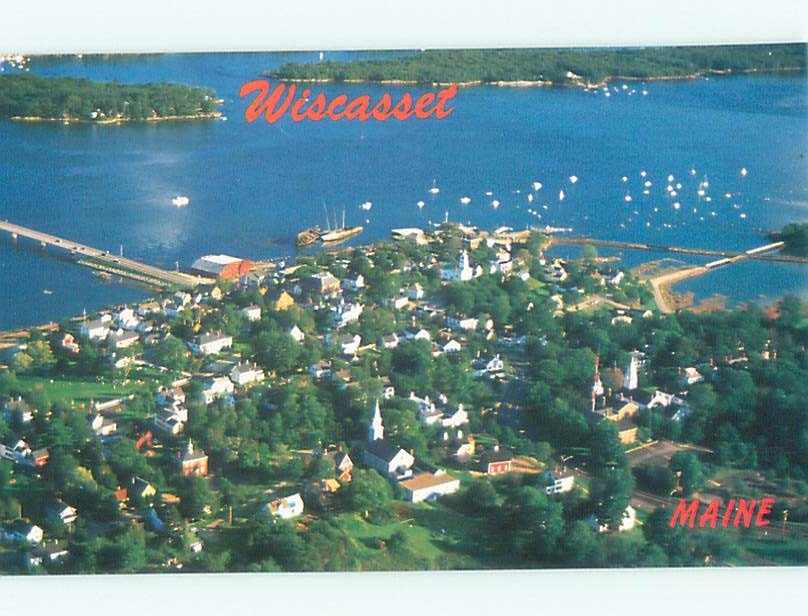 Unused Pre-1980 AERIAL VIEW OF TOWN Wiscasset Maine ME n1788@