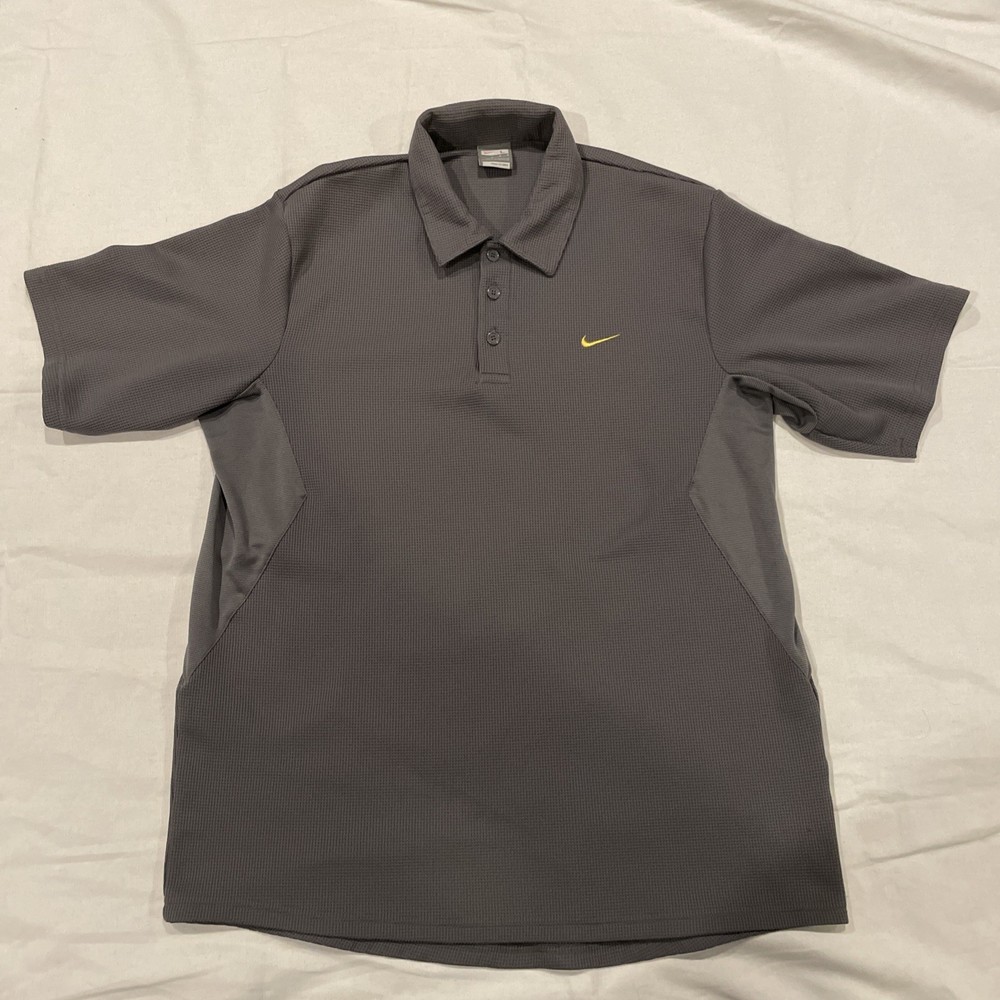 Nike Fit Dry Short Sleeve Polo Golf Shirt Men's Large Gray Embroidered Logo