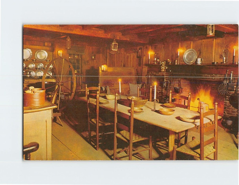 Postcard Old Kitchen Longfellow's Wayside Inn Sudbury Massachusetts USA