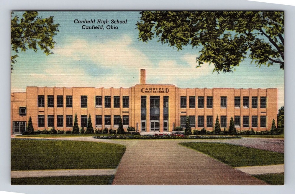 Canfield OH-Ohio, Canfield High School, Antique, Vintage Souvenir Postcard