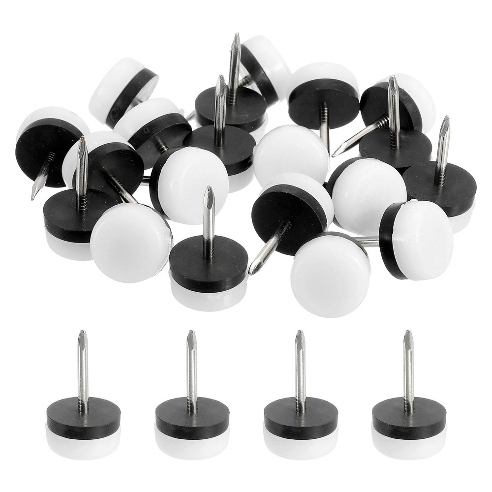 Nail on Furniture Sliders, 24Pcs Plastic Chair Glides (White, 18mm/0.71