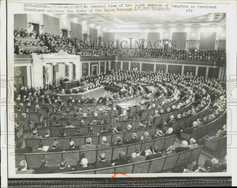 1960 Press Photo President Eisenhower addresses joint session of Congress, D.C.