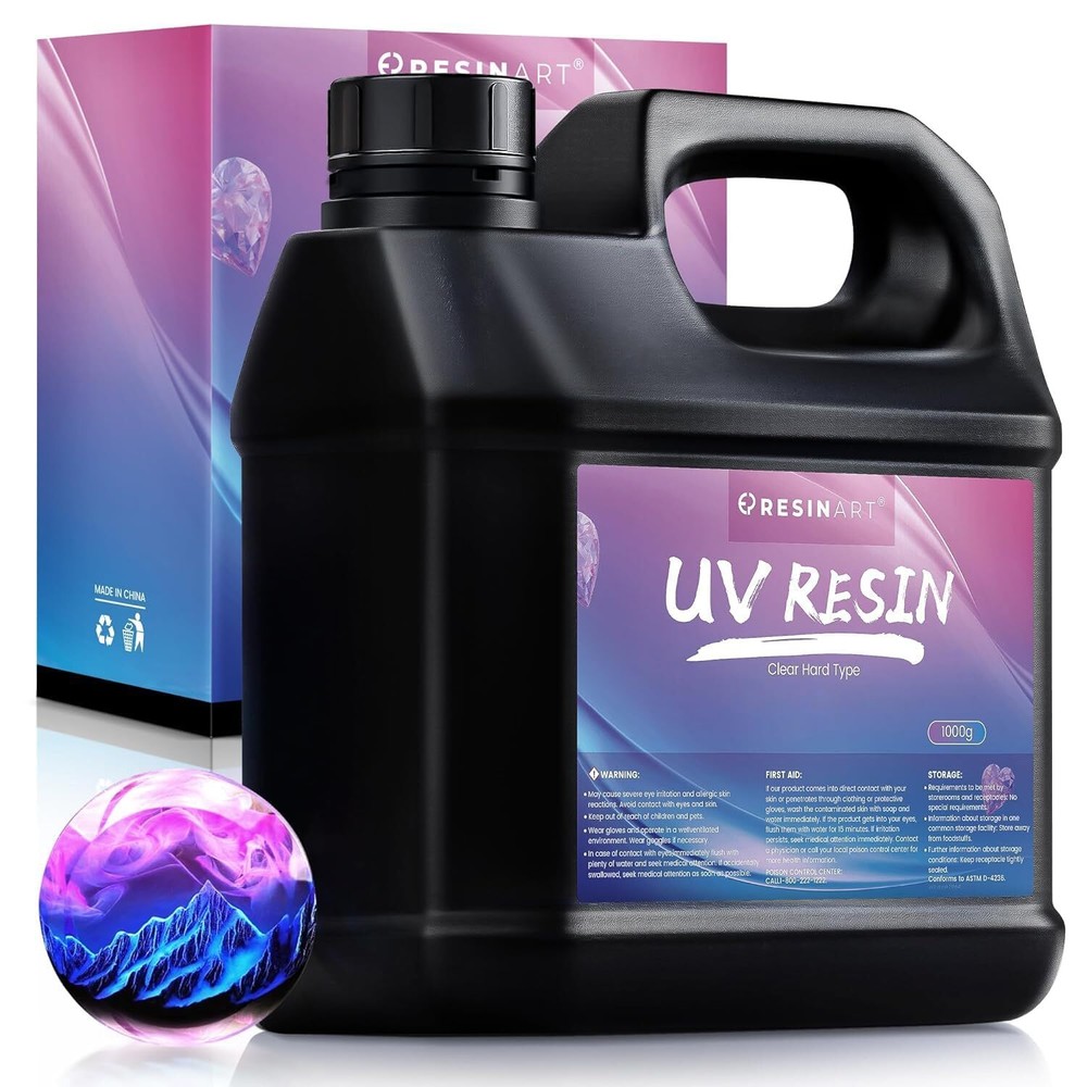 1000g UV Resin Crystal Clear Hard Epoxy Glue Low Odor Fast Curing