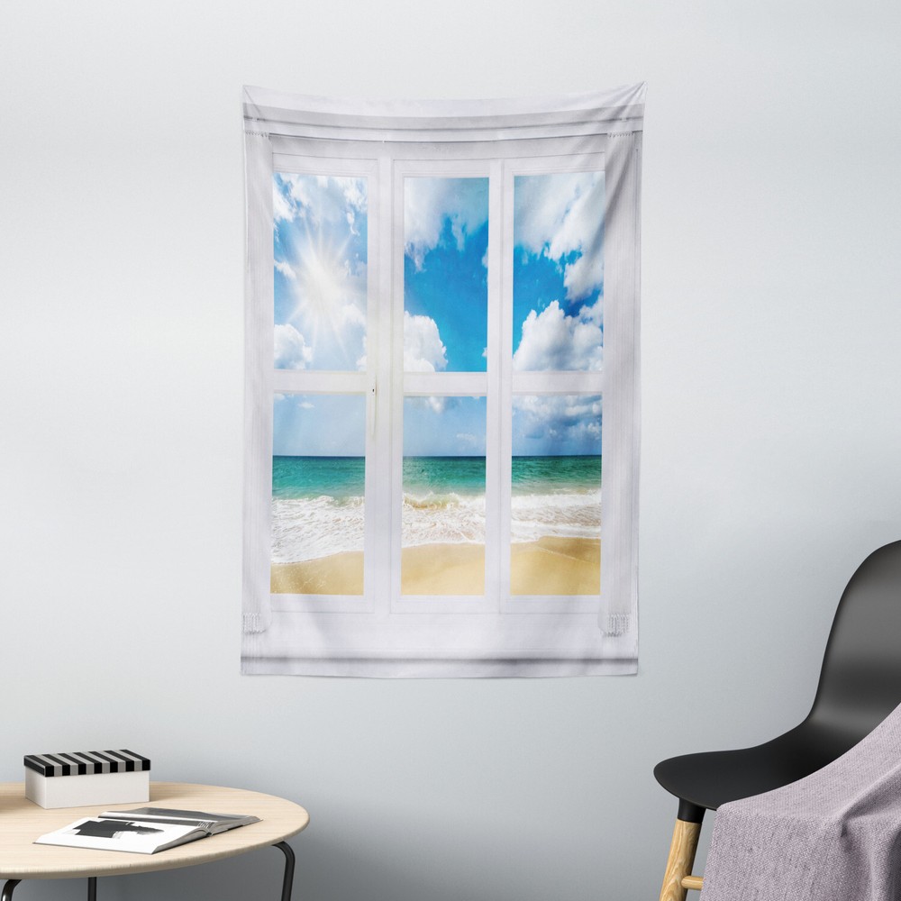 Beach Tapestry Ocean View Vivid Sun Print Wall Hanging Decor