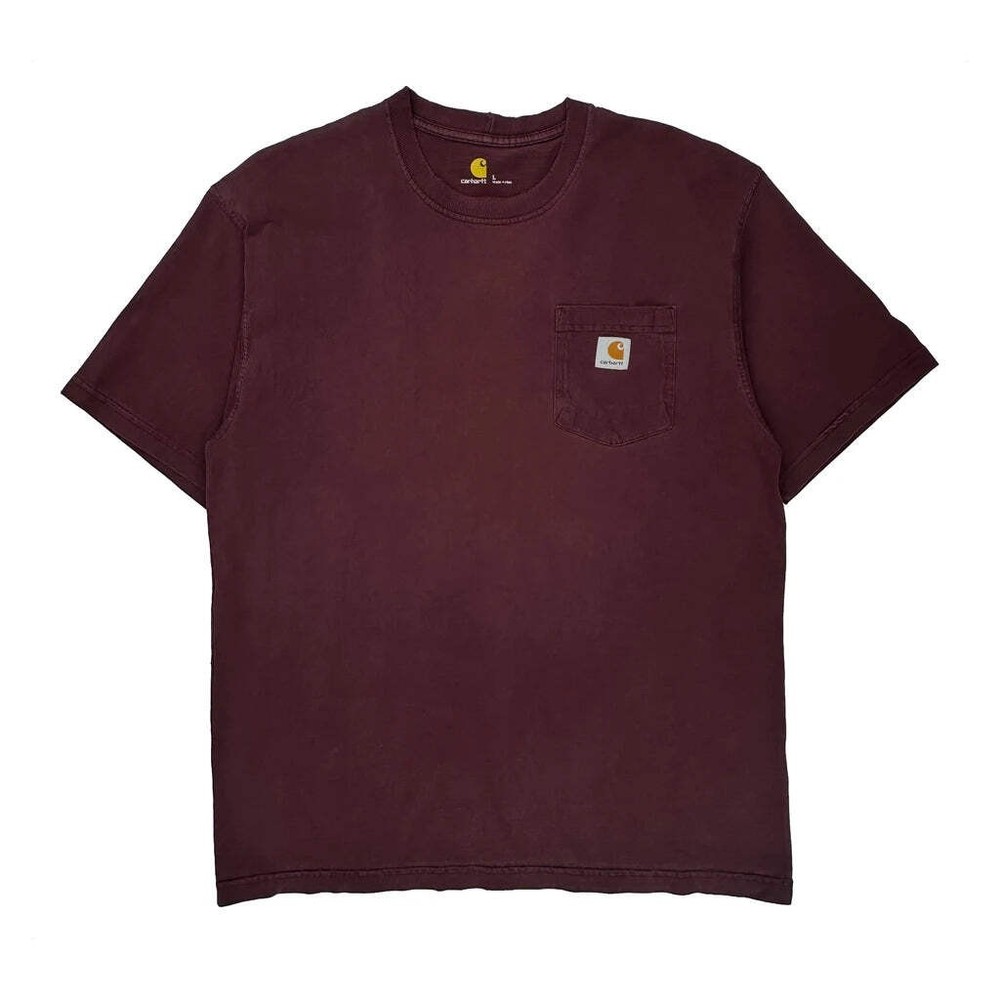 Carhartt T-Shirt - Large Burgundy Cotton