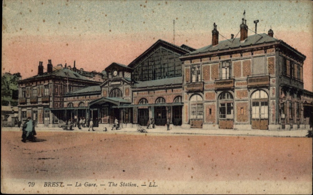 The Station Brest Brittany France vintage postcard s811