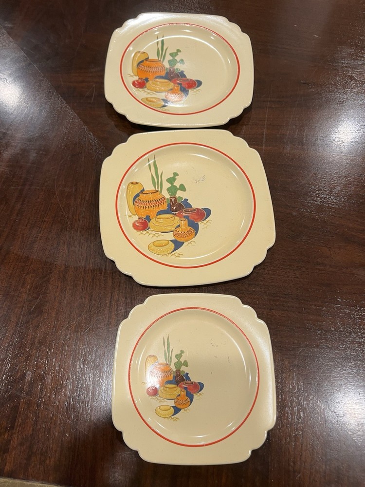 Mexicana Square Dinner Plates (1 Big/2 Medium) by Homer Laughlin