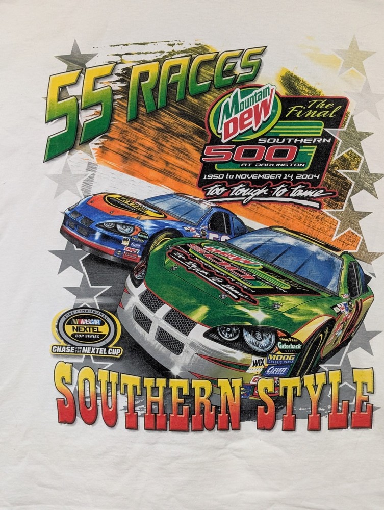 Chase Authentics Mountain Dew Mens T-shirt White 55 Races Southern Style XL 6251
