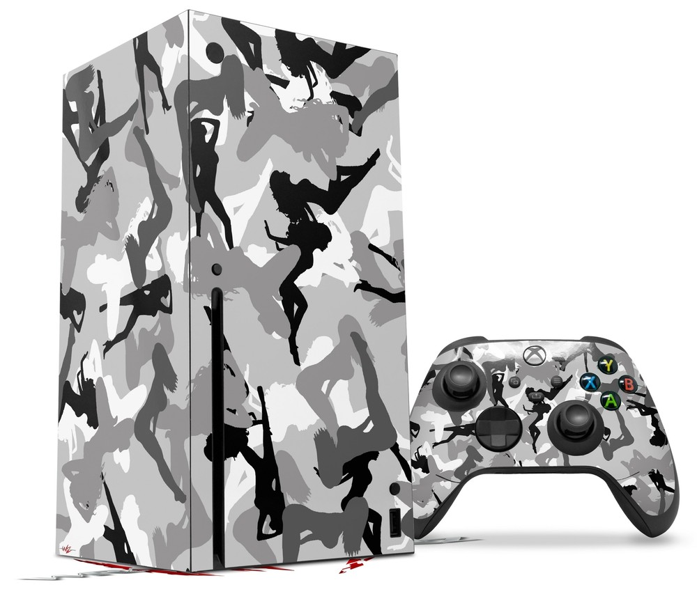 Skin Set for XBOX Series X Sexy Girl Silhouette Camo Gray