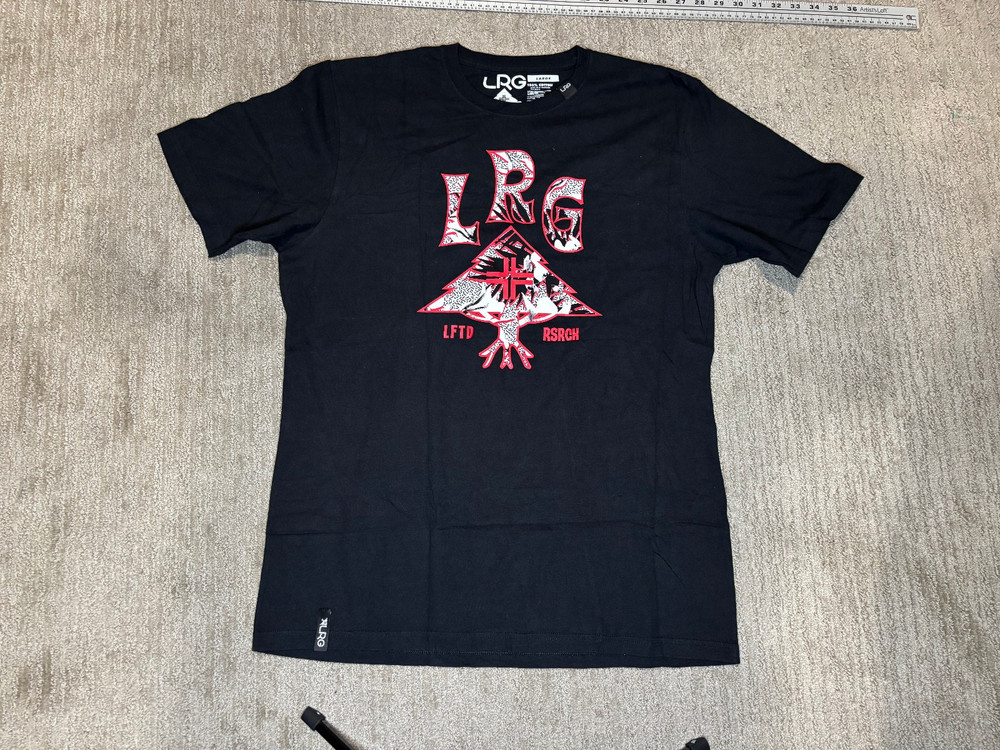 LRG Lifted Research Group T Shirt Mens Large L Black Red Vintage Y2K