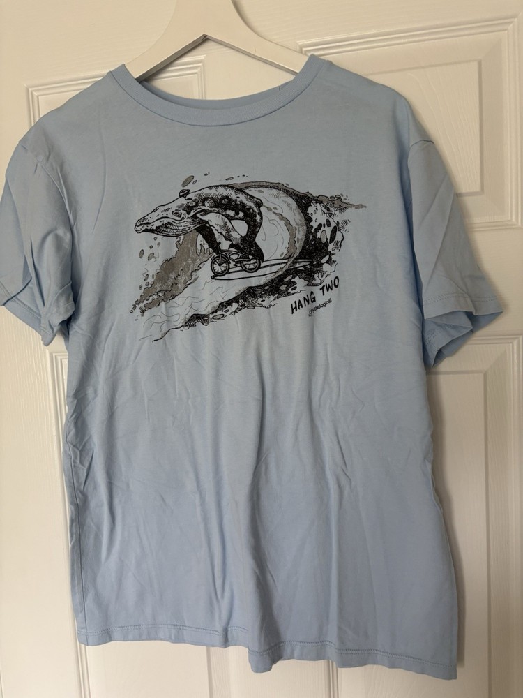 Cyclelogical Men's L Blue Bicycle Graphic Logo Cotton Knit Crew Neck Tee