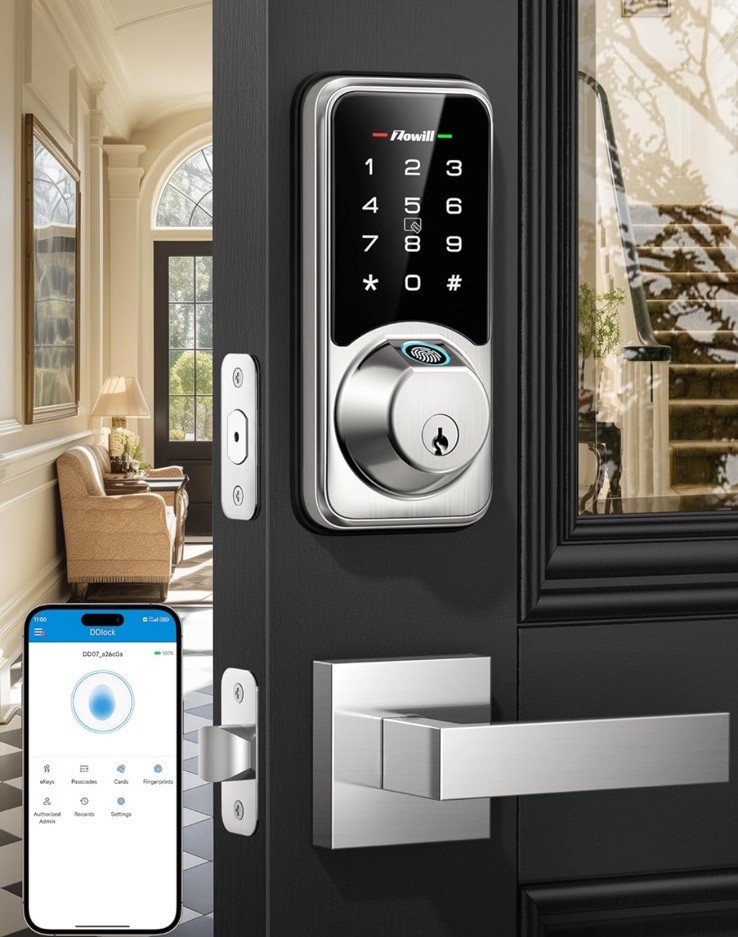 Zowill 7-in-1 Smart Fingerprint Deadbolt Lock with App for Front Door