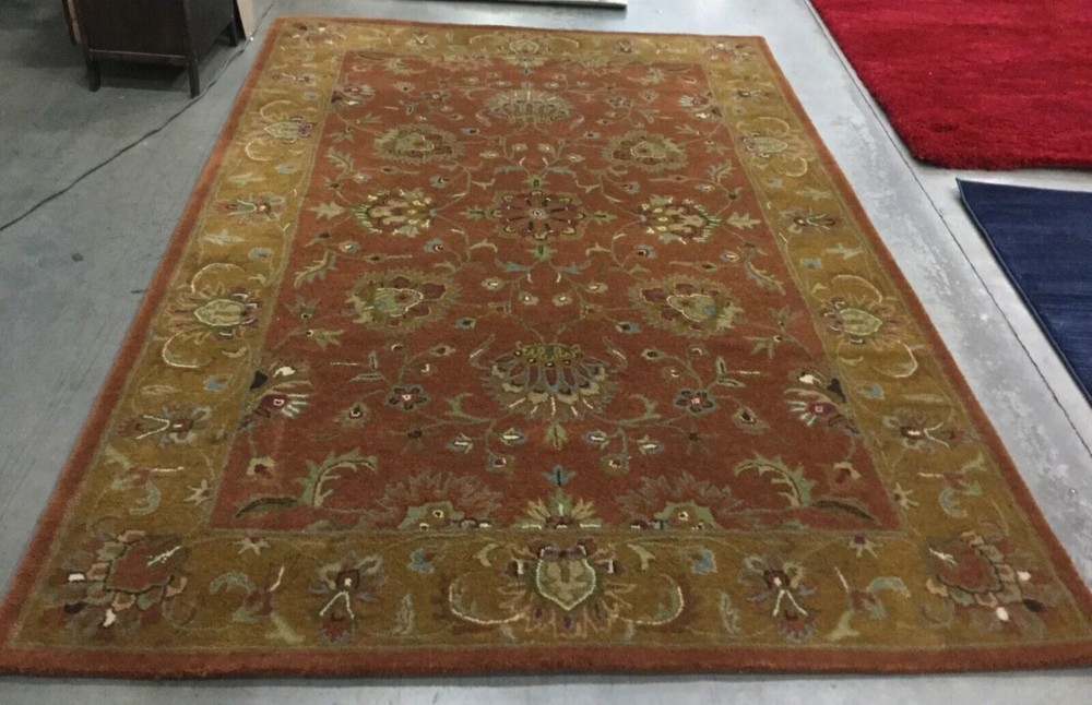 100% Wool Rug Hand-Tufted Hand made Flaw in Rug  Red Area Rug Living Room Carpet