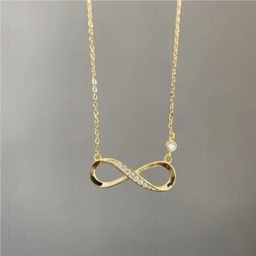 Fancy Infinity Pendant 0.80Ct Round Cut Simulated Diamond 14K Yellow Gold Plated