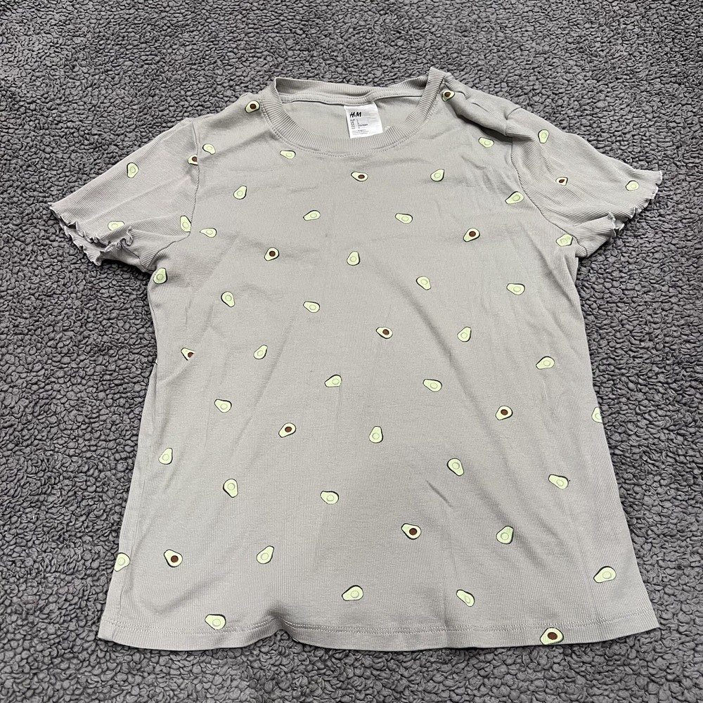 H&M Shirt Womens Small Avocado Graphic Tee Short Sleeve Casual Minimal