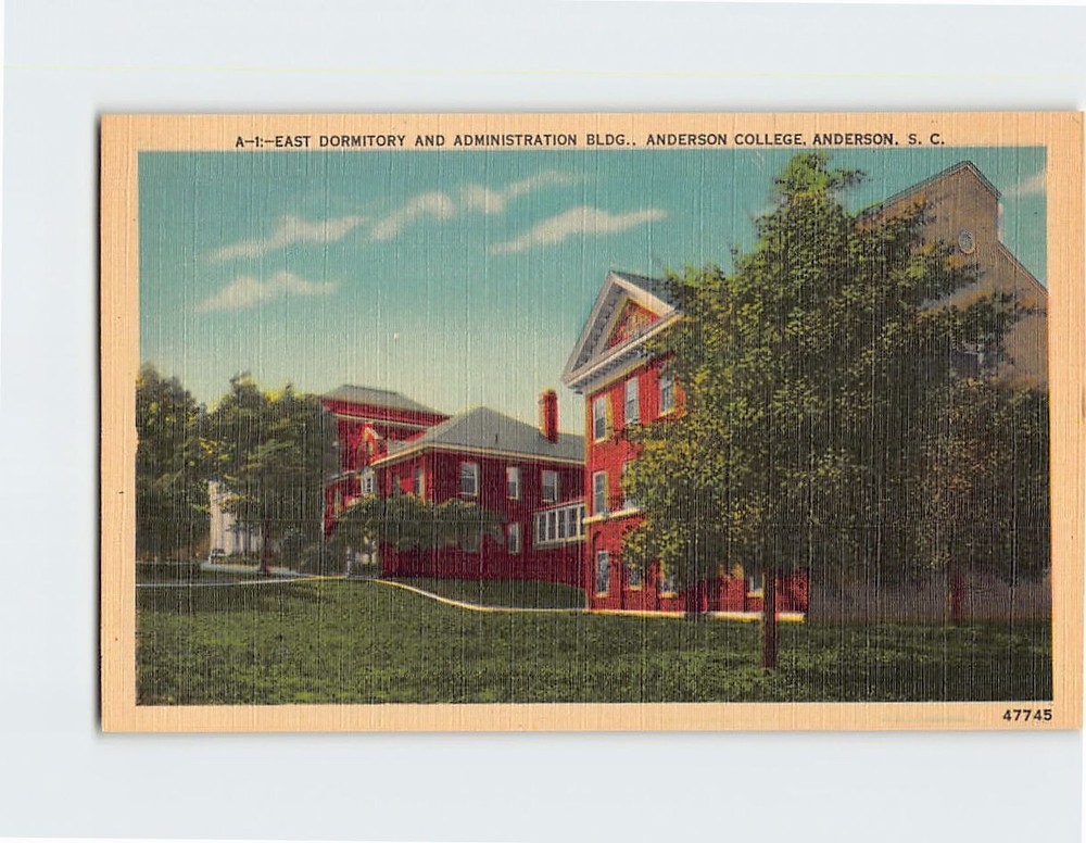 Postcard East Dormitory Administration Building Anderson College South Carolina