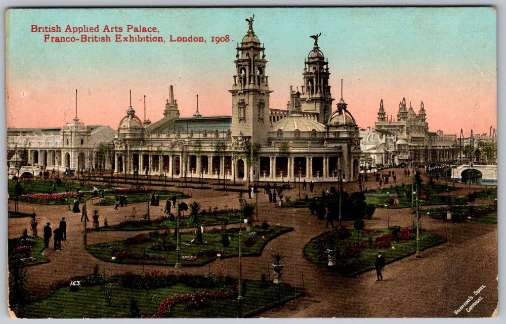 Antique Postcard British Applied Arts Palace London, England 1900s