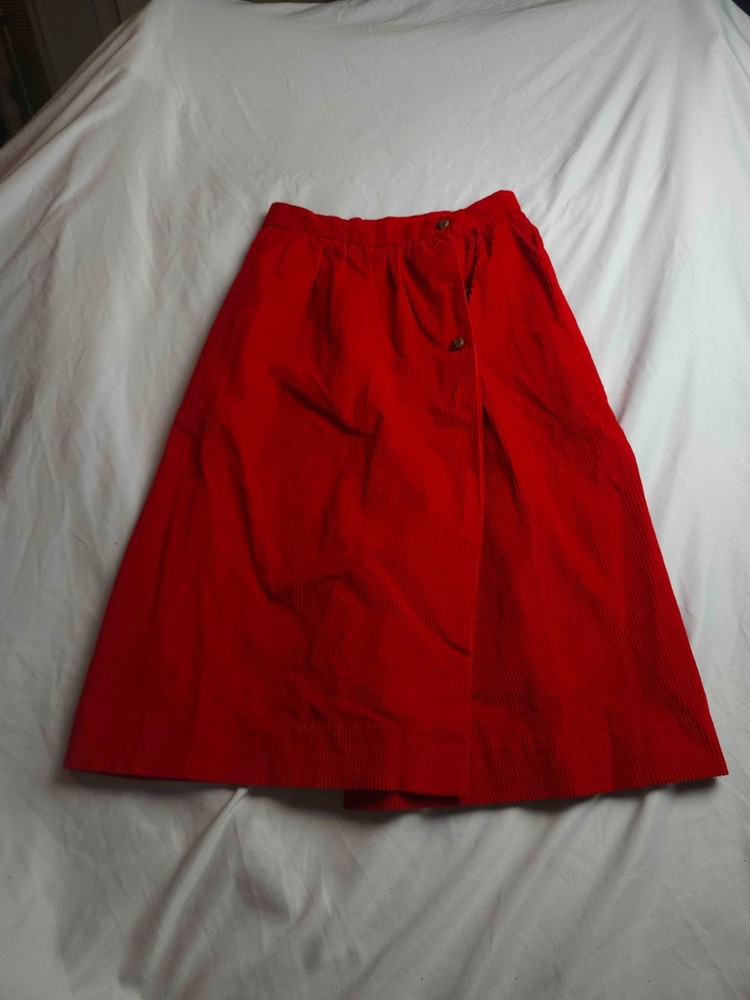 Vintage 80s 90s Pierre Cardin Wrap Skirt 6 Red Corduroy Paris New York Old Money