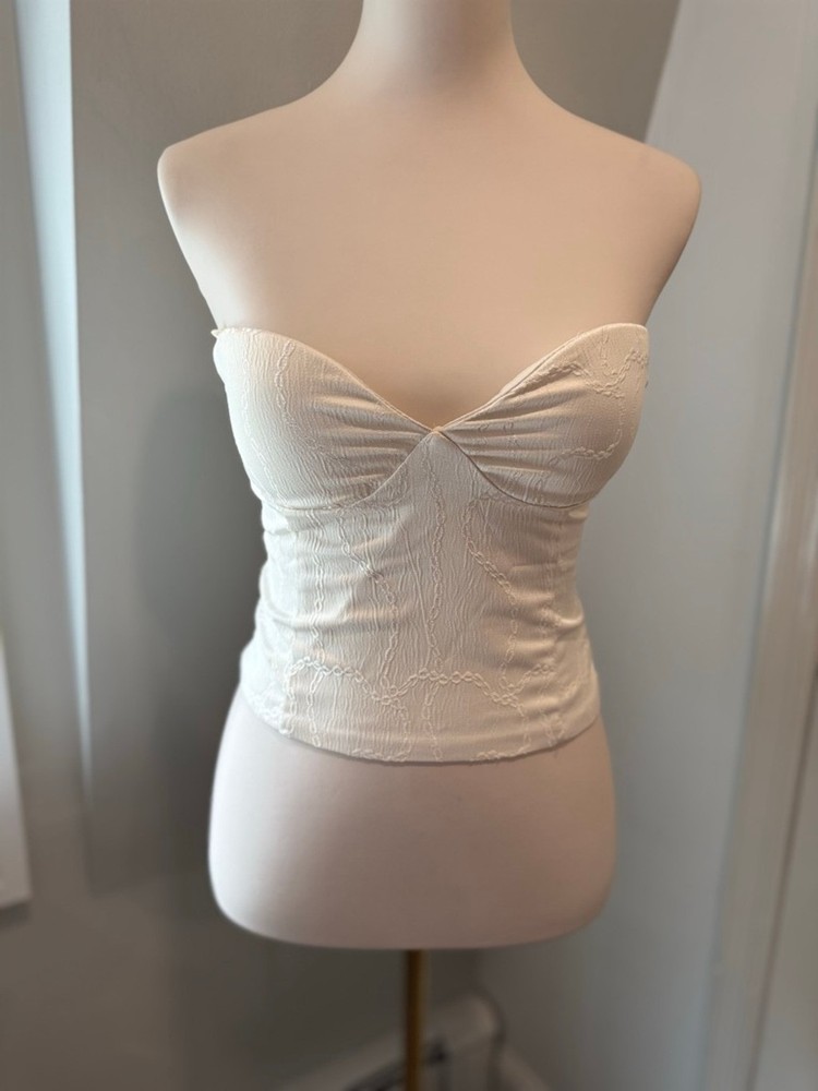 line & dot | Ariyah Strapless sweetheart corset Top | Ivory | Size Small
