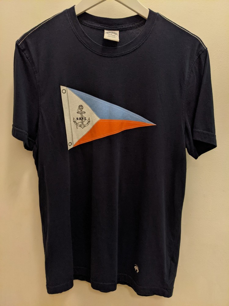 Brooks Brothers Nautical Yacht Club T-Shirt Mens Small BBYC Flag Dark Blue