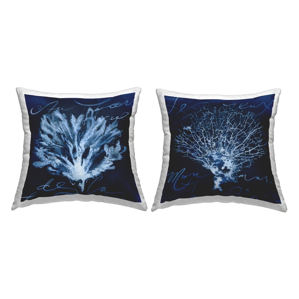 Stupell Blue Marine Life Coral Reef Printed Throw Pillow