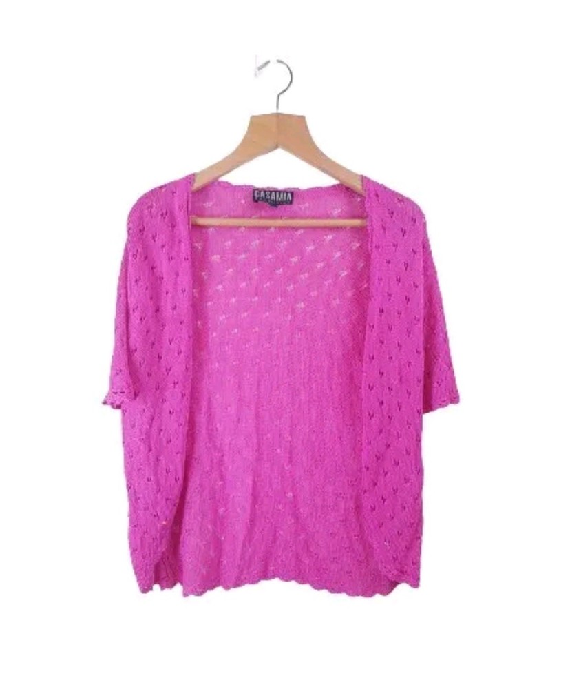 Ladies Pink Open Front Short Sleeve Top Size L Casamia Exclusive
