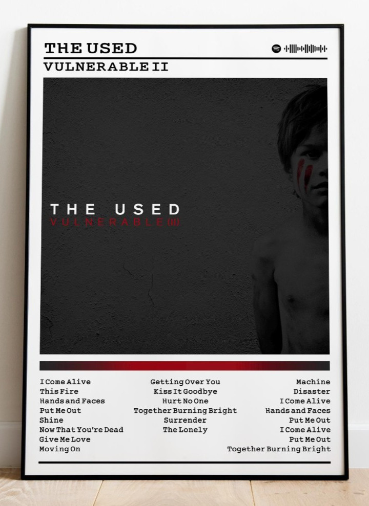 The Used Vulnerable II Album Poster 24x36 Rock Music Wall Art Unframed