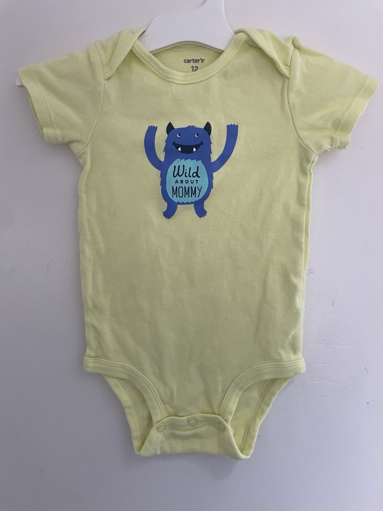 Carter's Baby Boy Cute Monster 100% Cotton Short Sleeve Bodysuit Neon Yellow 12M