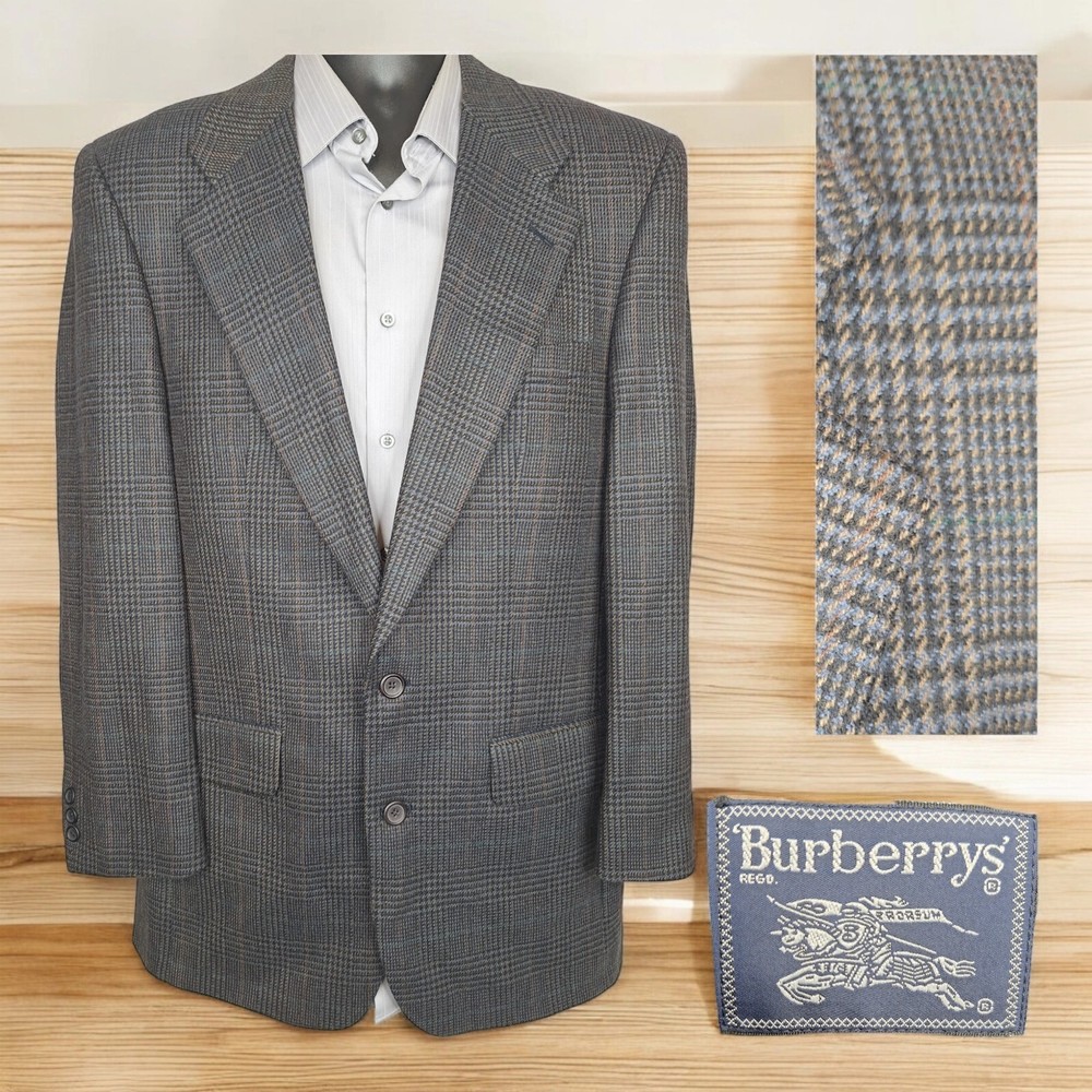 Burberrys' Jacket Blazer Mens 40R Multicolor Plaid Wool