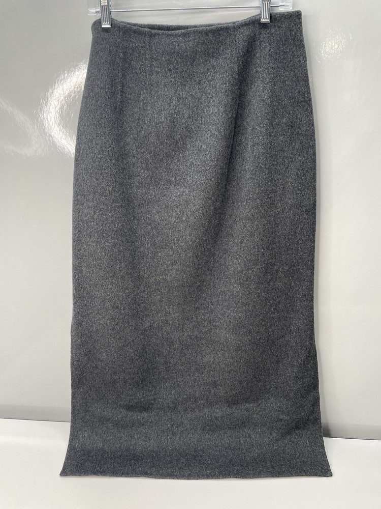 Lafayette 148 Womens Midi Skirt Grey Size 6 Wool Cashmere Double Face High Waist