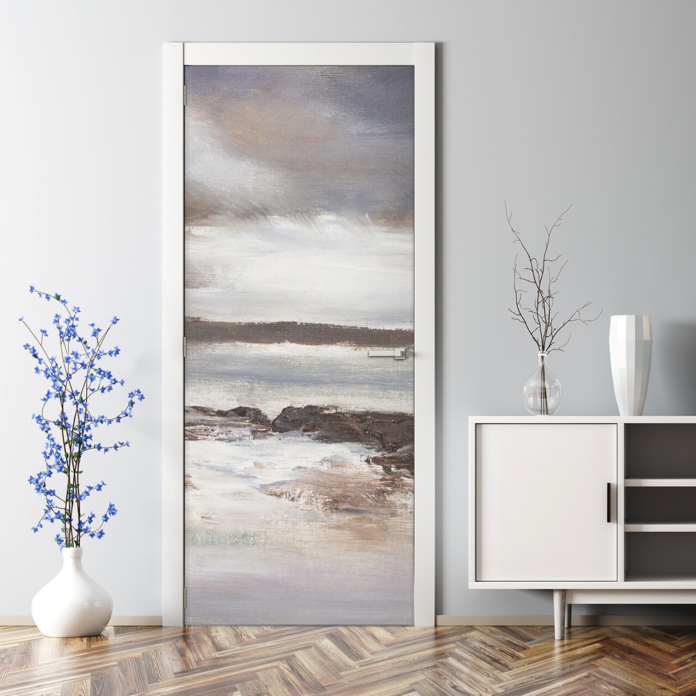 Stormy Beach design oil wind windy paradise aquarelle tropic Door Decal