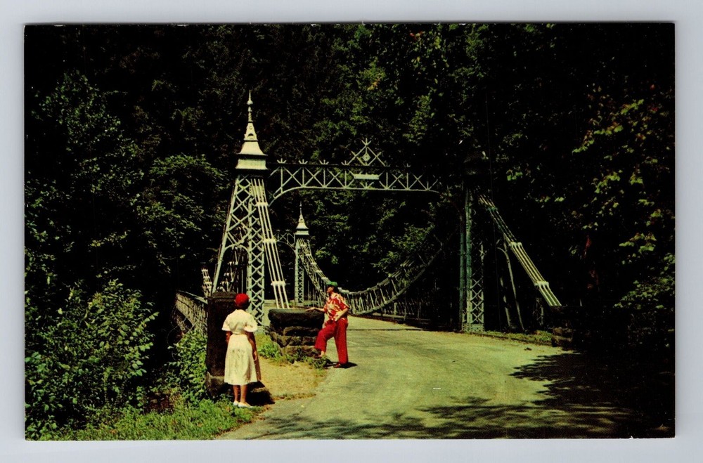 Youngstown OH-Ohio, Mill Creek Park, Suspension Bridge Souvenir Vintage Postcard