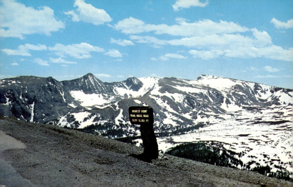 1940s Rocky Mountain National Park CO Trail Ridge Road Highest Point Postcard