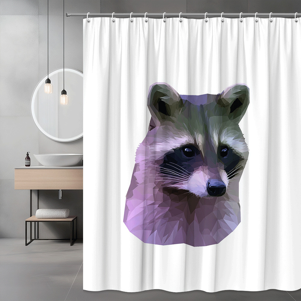 Raccoon Face Shower Curtain Animal Graphic Print