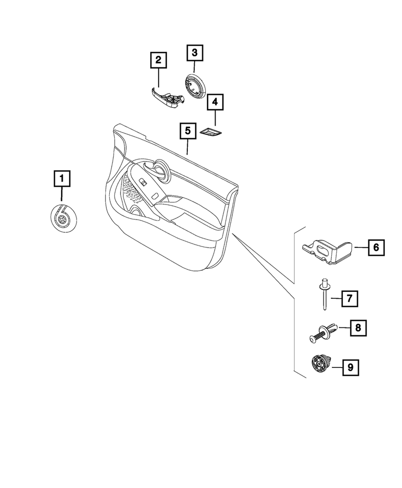 Genuine Mopar Front Door Trim Panel Right 6AU46LXHAA