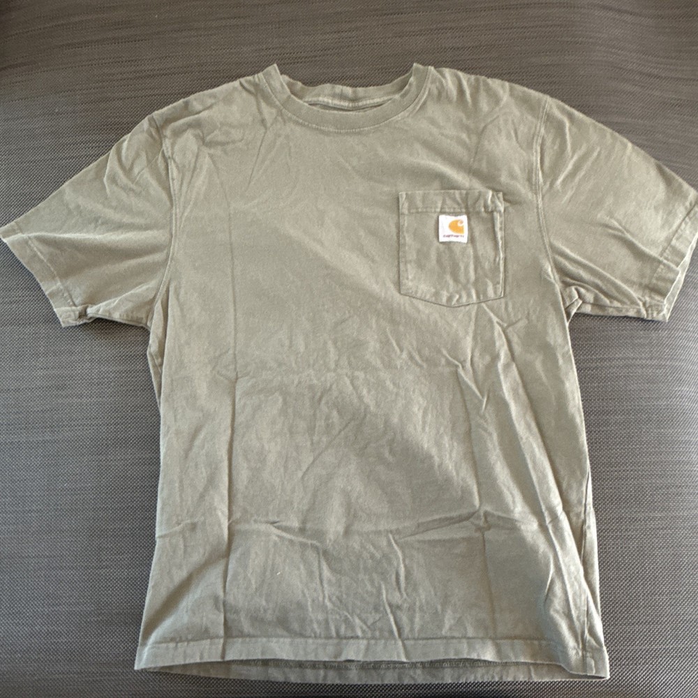 Carhartt Men's Loose Fit Pocket T-Shirt Green Solid Short Sleeve Crew Neck M