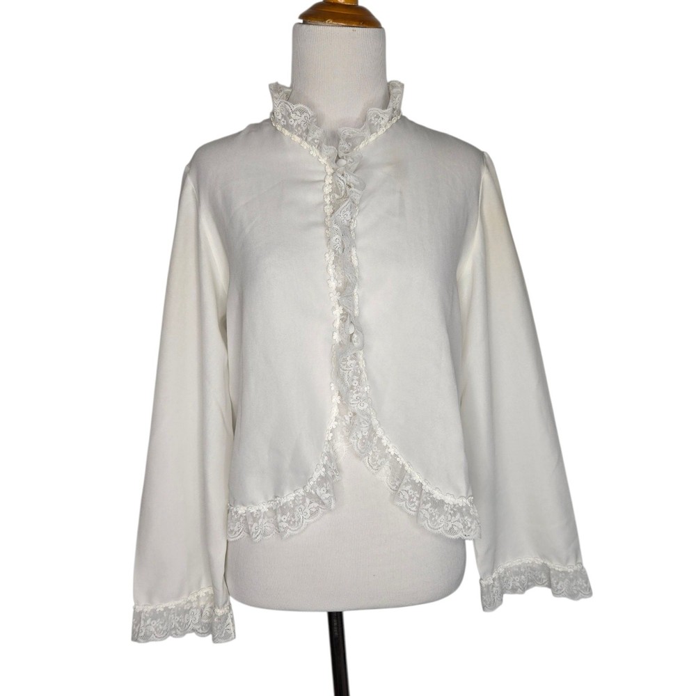 Vintage Edwardian Style Blouse Women Lace Dainty Feminine Women Medium