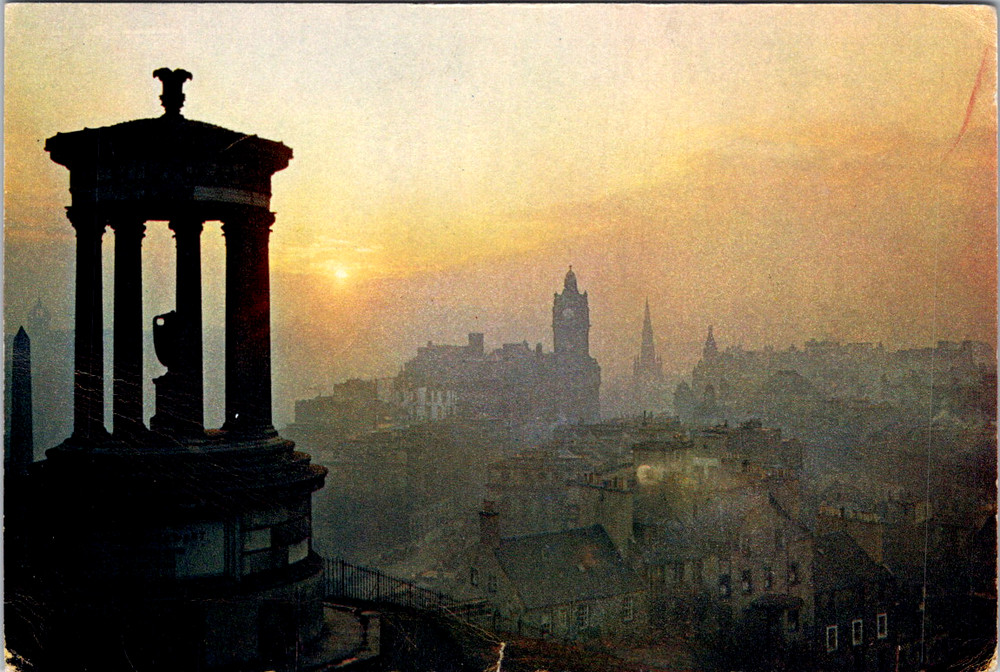 Vintage Postcard Edinburgh Scotland Calton Hill Sunset Monument View